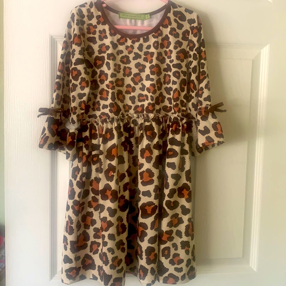 Millie Loves Lily 3/4 sleeve dress | Girls leopard print dress (size 8)